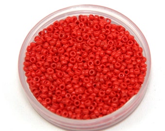 10g Miyuki® Round Rocaille Japanese Glass Seed Beads - Opaque Red - size: 15/0 (MR-15-408)