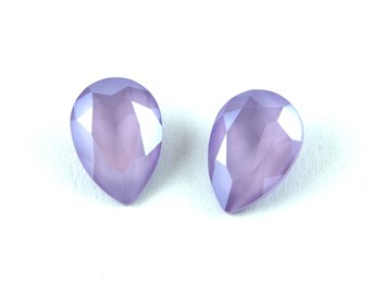 Lot De 4 Perles En Pierre De Jade - Forme Goutte 14x10mm - Couleurs Rose, Violet, Lilas Pastel