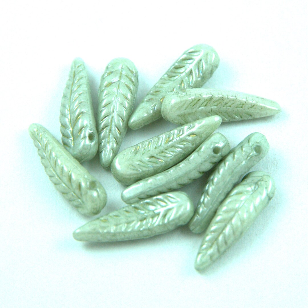 12pcs Czech Pressed Glass Beads Feather 5x17 Mm Etsy