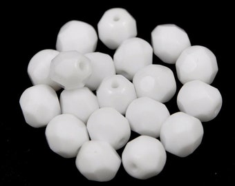 100pcs - Czech Firepolished Round Glass Beads - Opaque White - size: 3mm (FP-03000-3mm)