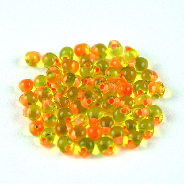 10g Miyuki® Drop Japanese Glass Seed Beads - Salmon Lined Lime - size: 3.4mm (MIYUKI-DROP-3.4mm-f013)