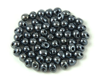 10g Miyuki® Drop Japanese Glass Seed Beads - Hematit - size: 3.4mm (MIYUKI-DROP-3.4mm-451)