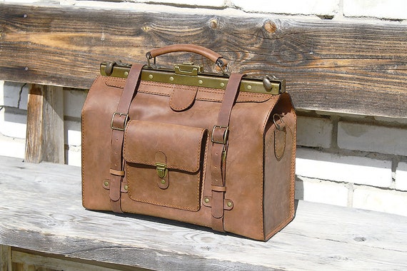 16 Briefcase Bag Brown Doctor Bag Leather Briefcase | Etsy
