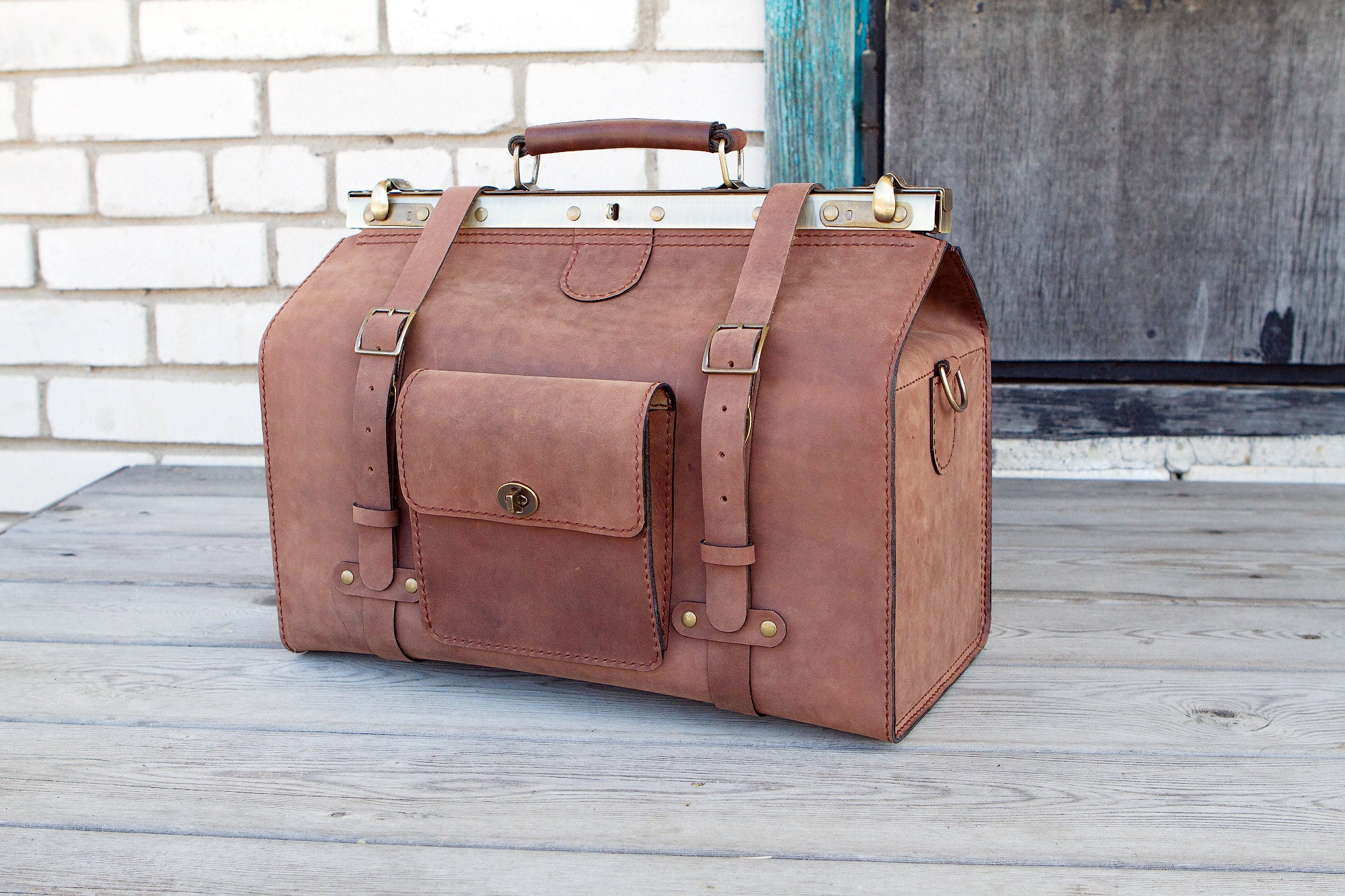 Doctor bag brown travel bag leather doctor bag genuine | Etsy