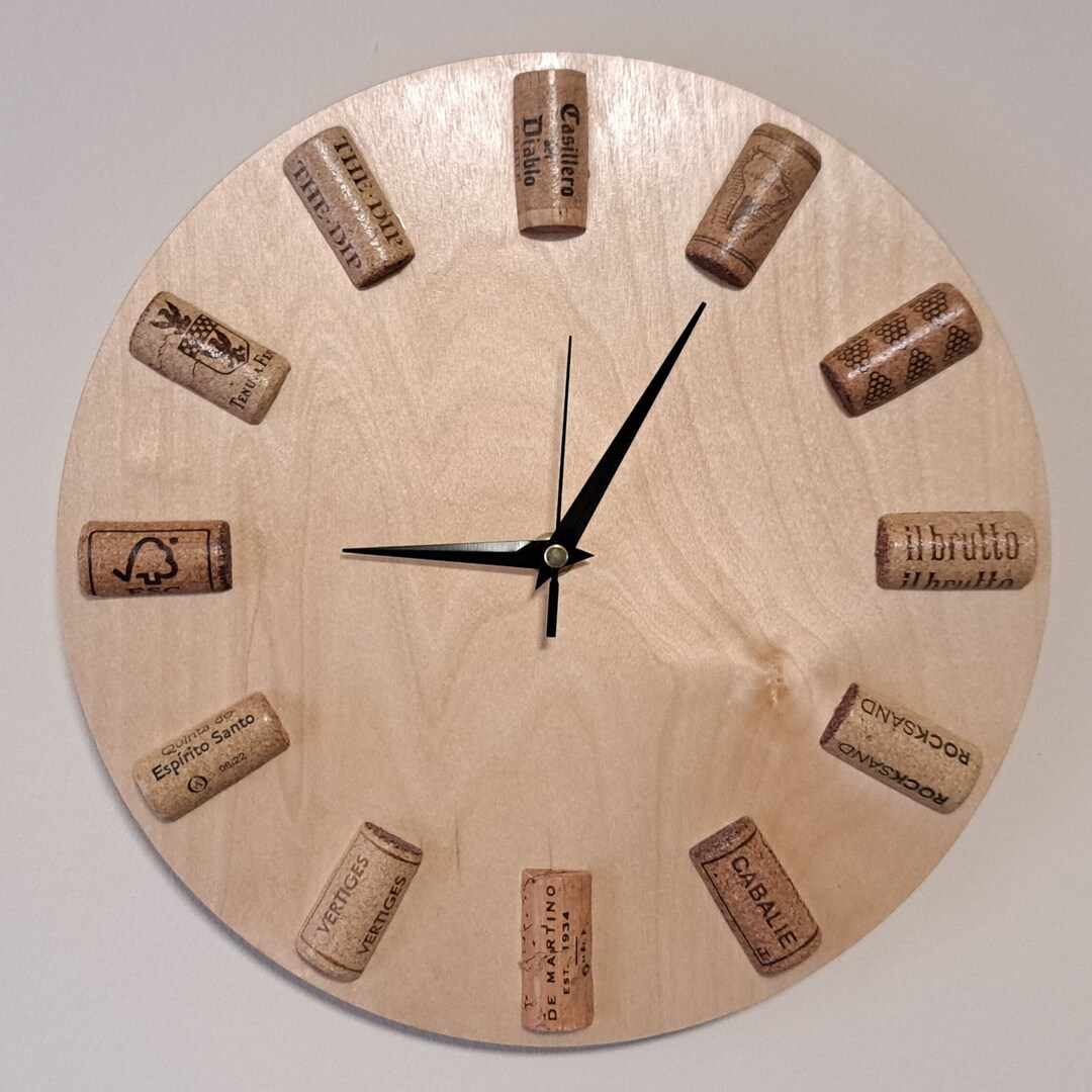 WINE TIME Clock With REAL Wine Corks Every Clock is Unique Etsy UK