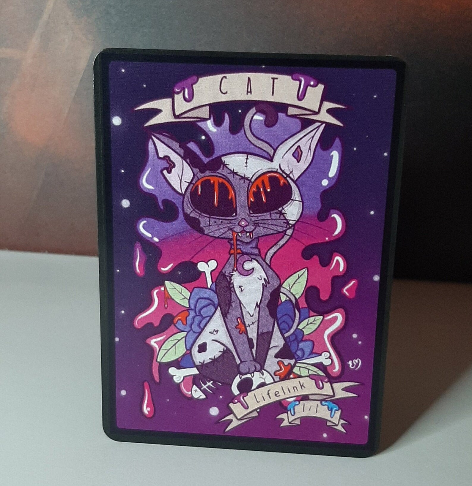 MTG cat token 1/1 cute cat zombie illustration token Etsy