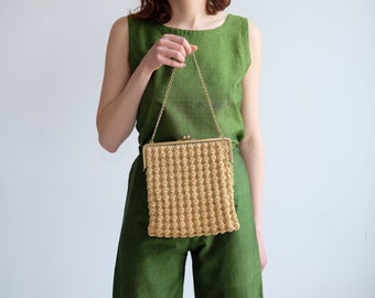 true vintage handtasche flechttasche geflochten knipsverschluss