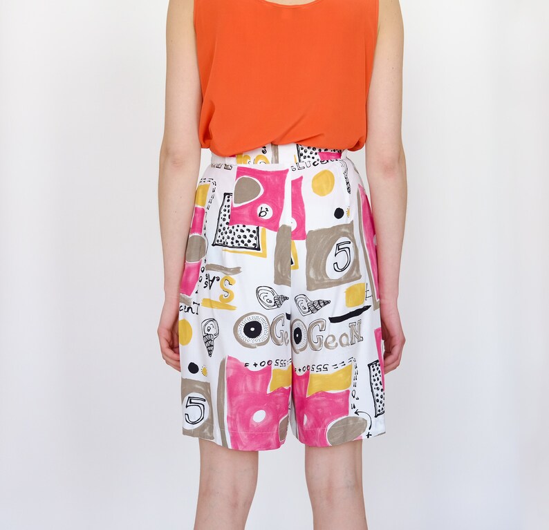 90s floral pattern highwaist summer shorts graphic pattern S 36