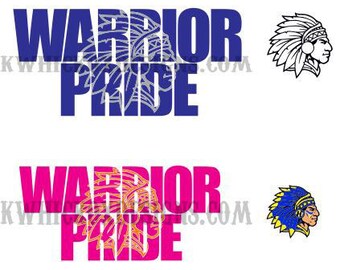 Indian Warrior Pride Knockout Font SVG Vector DXF SCAL Silhouette Cricut Graphtec Cutting File