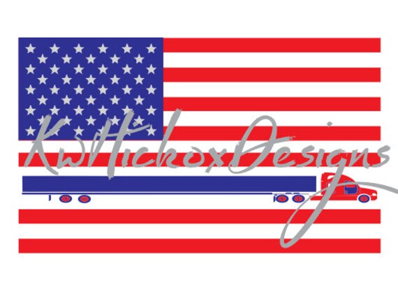 Download 18 Wheeler Truck American Flag Dxf Svg Cutting File Truck Svg Etsy
