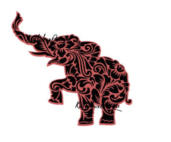 Download Floral Elephant Svg Svg File Dxf For Silhouette Etsy