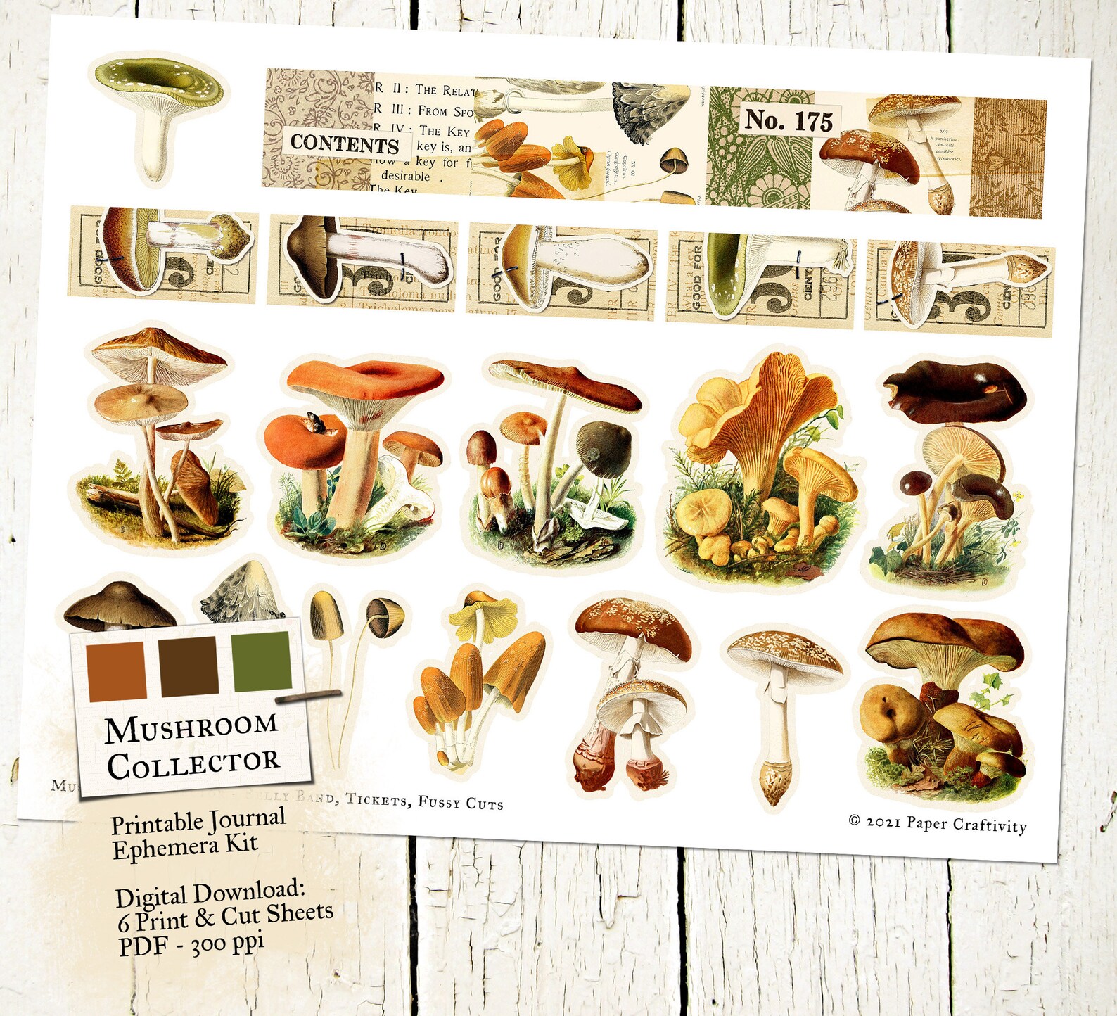 Mushroom Collector Printable Junk Journal Kit Digital Etsy