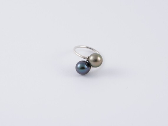 bague argent toi et moi perle de tahiti bague argent toi et moi perle de tahiti