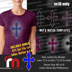 Descarga Digitial de múltiple Cruz Rhinestone plantilla