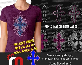 Multiple Cross Rhinestone Template Digitial Download