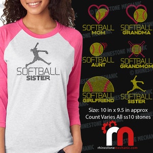 Softbol Pack familiar Rhinestone plantilla descarga Digitial