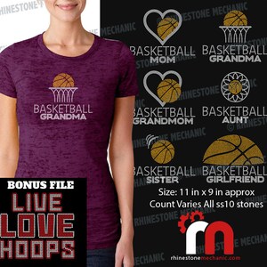 Baloncesto Pack familiar Rhinestone plantilla descarga Digitial