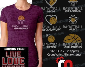 Basketball Family Pack Rhinestone Template Digitial Download
