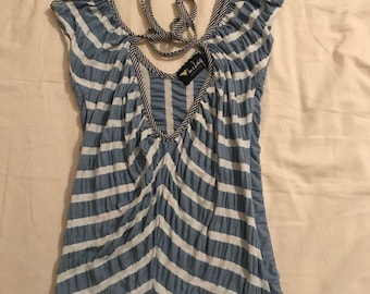 Bo & Lwig Copenhagen meets Berlin Vintage 1990s Top Dress Mini Shirt blue stripes xs small