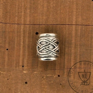 Sterling Silver Beard Bead 8mm Viking Knot Style / Hair Silver Beads / Dreadlocks Bead / Viking Beard Beads / Handmade Silver Beads