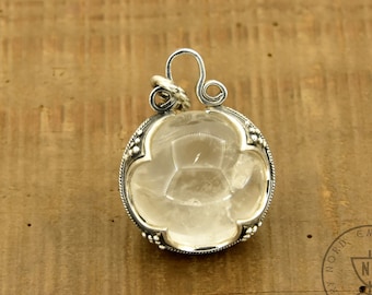 Gotland Rock Crystal Sterling Silver Pendant: Viking Amulet Quartz