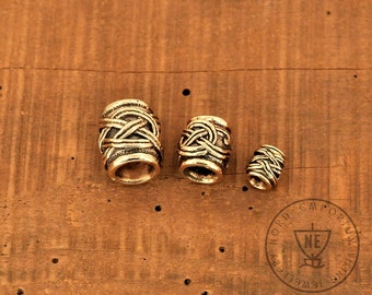 Beard Beads Set 8 / 6 / 3.8mm Viking Knot Style Bronze / Hair Bronze Bead / Dreadlocks Bead / Viking Beard Beads / Viking Handmade Jewellery
