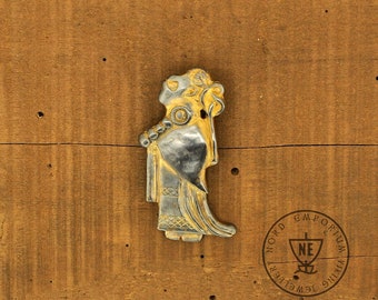 Sterling Silver Gilt Valkyrie Pendant - Viking Woman Jewellery Replica