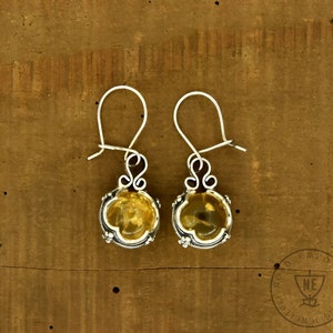 Gotland Sunny Baltic Amber, Earrings, 12mm, Yellow Amber and Sterling Silver, Unique Amber Jewelry, Amber and Silver, Handmade Jewellery