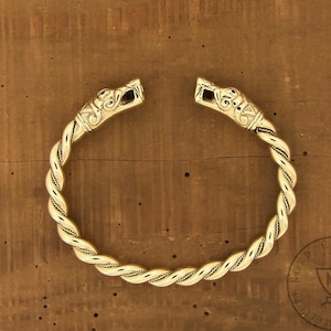 Gotland Bracelet L size 9k Gold, Gold Bracelet, Odin&#39;s Eye, Viking Gold, Gold and Sapphire, Wedding Bracelet, Wedding Ring, Handmade in Gold
