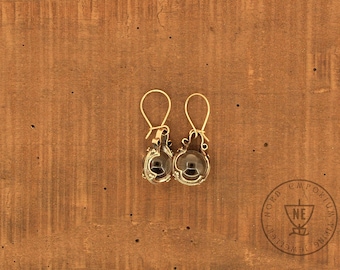 Gotland Rock Crystal, 10mm, Earrings, Bronze Viking Women Jewelry, Natural Stone Earrings, Unique Handmade Jewelry, Bronze Viking Earrings