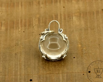 Gotland Rock Crystal Pendant: Sterling Silver Viking Amulet