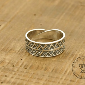 Bague estampée Truso Viking taille XL en argent sterling bague traditionnelle slave viking / reconstitution viking / bague de fiançailles viking