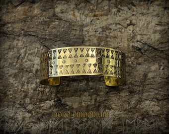 Stamped Cuff Bracelet L Size, Brass Bracelet, Viking Jewelry, Early Medieval Jewelry, Handmade Viking Jewelry Craft Viking Jewellery