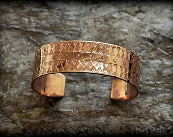 Stamped Bracelet -  L Size - Bronze Cuff Bracelet, Viking Jewelry, Early Medieval Jewelry, Handmade Viking Jewelry Craft Viking Jewellery