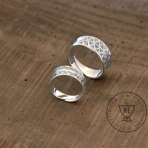 Anillos vikingos con sello Truso, tallas L y M, plata de ley, anillo vikingo tradicional, recreación vikinga, anillos de compromiso vikingos.