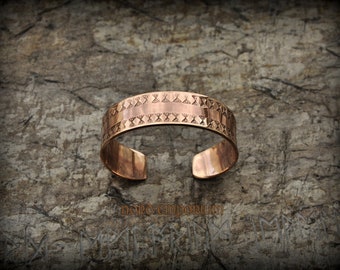 Stamped Cuff Bracelet - S Size Bronze Bracelet, Viking Jewelry, Early Medieval Jewelry, Handmade Viking Jewelry Craft Viking Jewelry