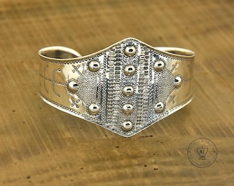 Handmade Sterling Silver Viking Cuff Bracelet - Råbylille Replica