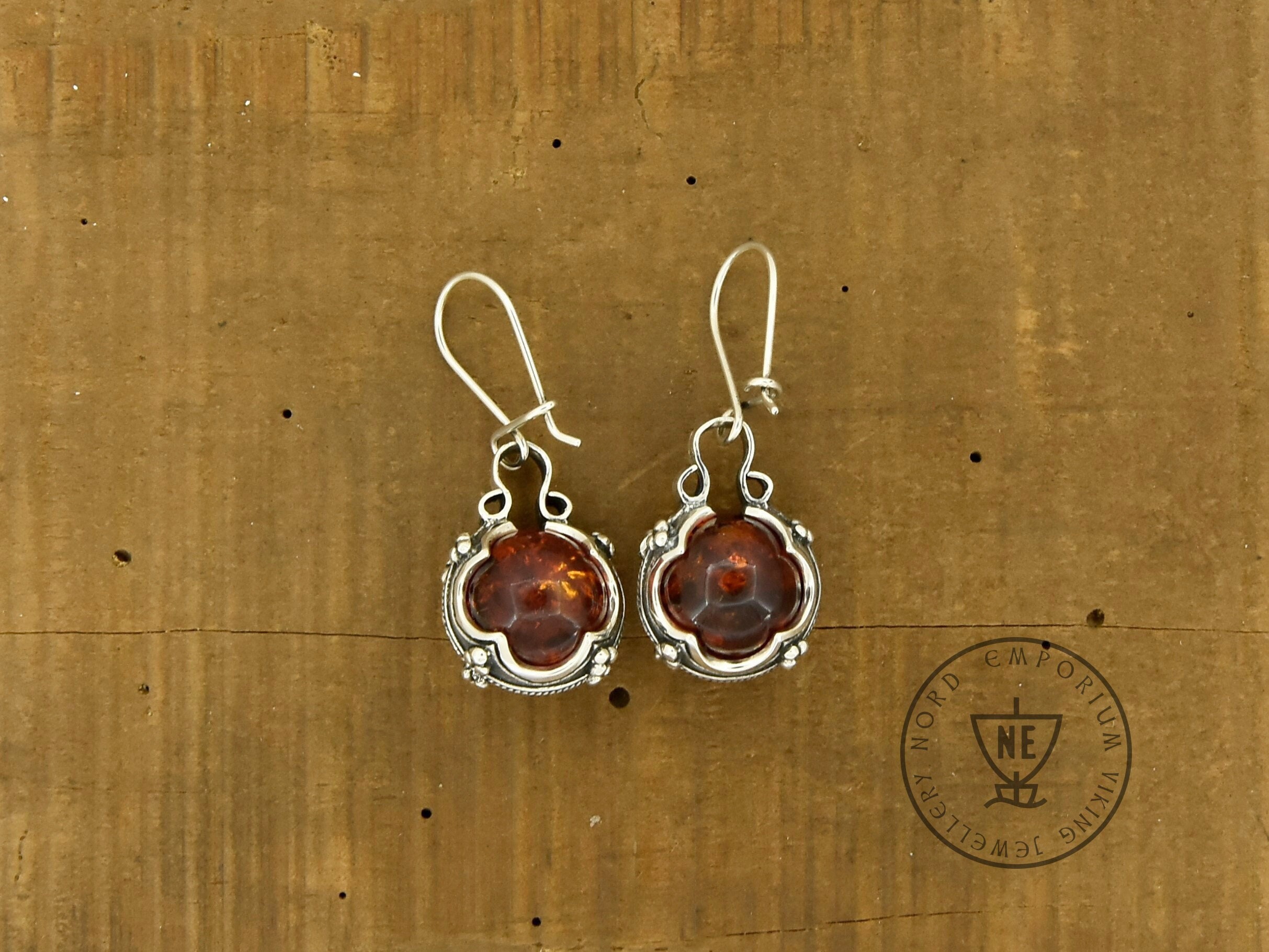 Gotland Earrings, Golden Brown Baltic Amber, 12mm Earrings, Sterling Silver, Unique Amber Jewelry, Baltic Amber, Gotland Earrings, For Her