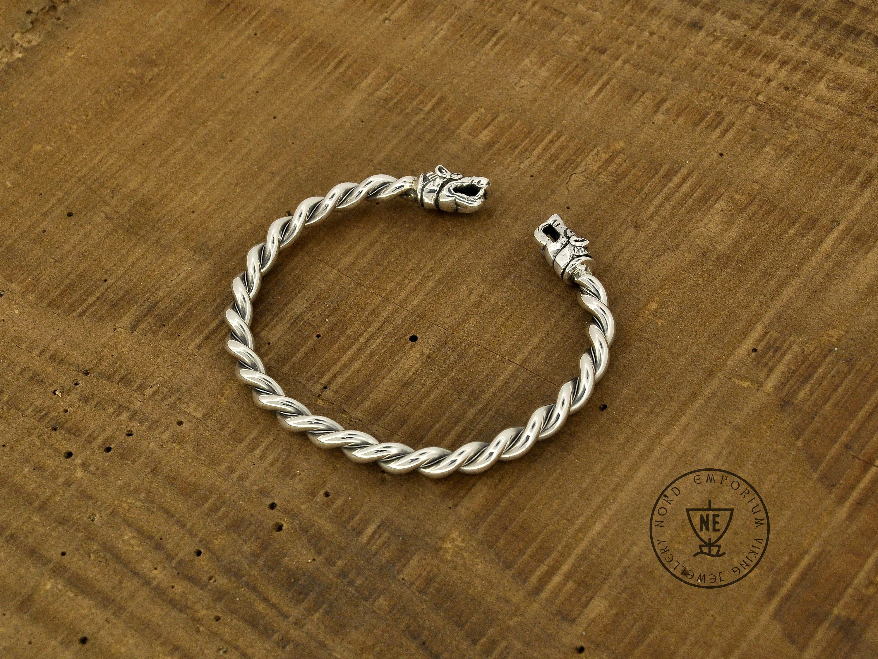 Wolf Viking Bracelet Sterling Silver L Size Hand-braided - Etsy