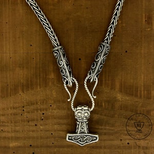 Østermarie Thor&#39;s Hammer Necklace, Sterling Silver & Fine Silver 999, Viking Necklace, Viking Silver Jewelry, Pagan Jewellery, Nord Emporium