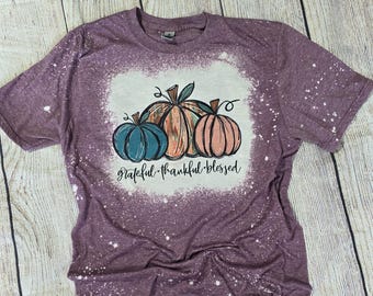 Fall T-shirt; pumpkin shirt; autumn t-shirt; grateful, thankful, blessed