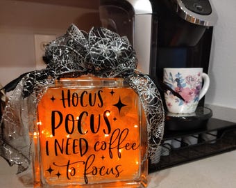Halloween lighted glass block; Halloween decor; Hocus pocus decor
