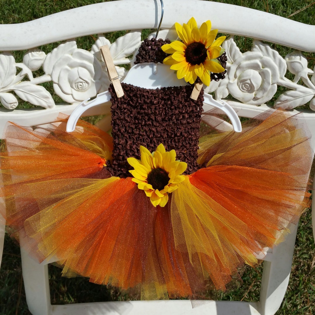Sunflower Tutu Dress With Matching Headband Thanksgiving Tutu Dress Etsy