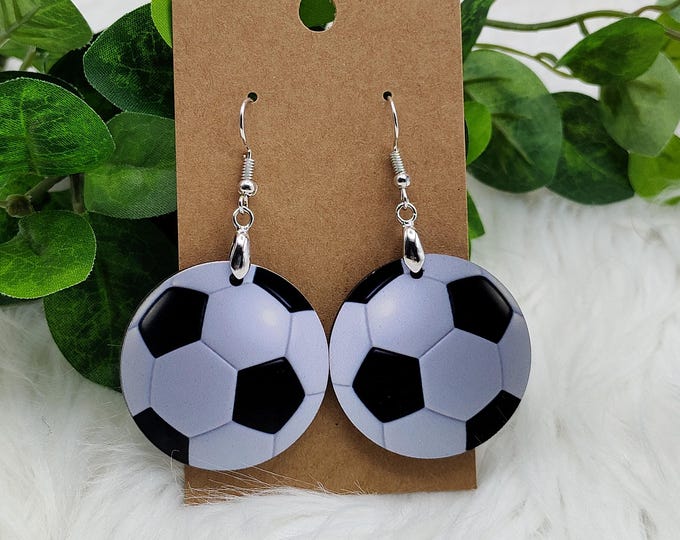 Soccer Dangle Earrings, Soccer Earrings, Soccer Jewelry