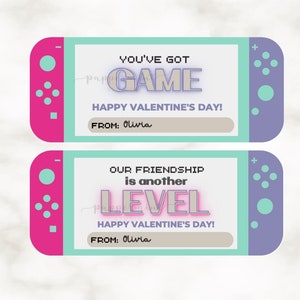 Pink Valentines Gaming Cards for Kids l Super Mario Valentines Printable Gamer Cards girls, Luigi, Yoshi, Peach, Bowserr - Edit in CANVA