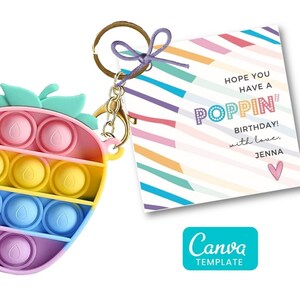 EDITABLE Pop It Gift Tags, Personalized Pop it Tag, Teacher School Gifts tag, edit and personalize in CANVA
