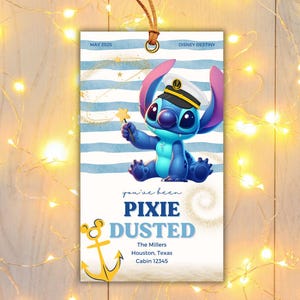 STITCH Pixie Dust Gift Tags - You&#39;ve Been Pixie Dusted -  Gift tag for cruise,  Editable in CANVA and PDF ready to print #pixiedust