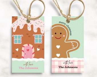 Christmas Perzonalized  tags  | Gingerbread man tags | Cookie tags | Editable in CANVA