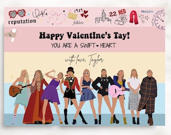 Swiftie Valentine Cards I Happy Valentines TAY! I Swifties Eras Instant Download Valentines Day Tags I CANVA Instant Download