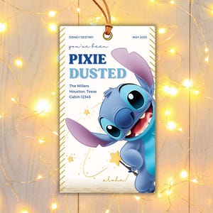 STITCH Disney Cruise Pixie Dust Gift Tags - You've Been Pixie Dusted -  Gift tag for cruise,  Editable in CANVA and PDF ready to print